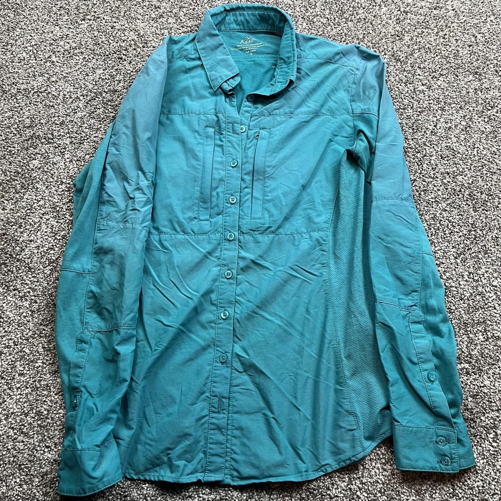 Kuhl Shirt Womens Small Blue Button Front Long Sleeve Hiking Outdoor Lightweight